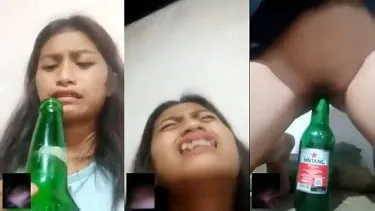 Tamil sex video com Desi sex video: A Nepali female is masterbated with a beer bottle during a video call.