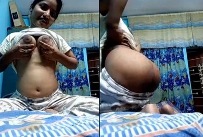 Big-breasted girl shows ass in Tamil