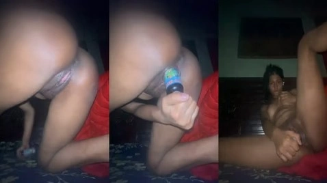 Girl masturbates with bottle in Tamil sex