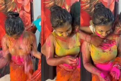 Tamil sex video Hot and romantic, a big-boob Holi celebration