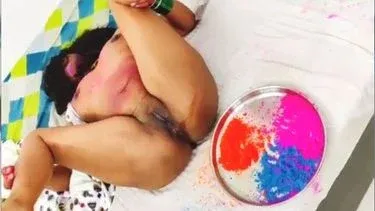 telugu girl A desi couple played Holi and then had hard sex.